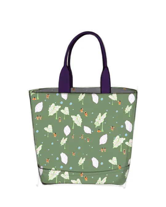 Custom Tote Bag by Erika with Camouflage green, Lavender gray, White