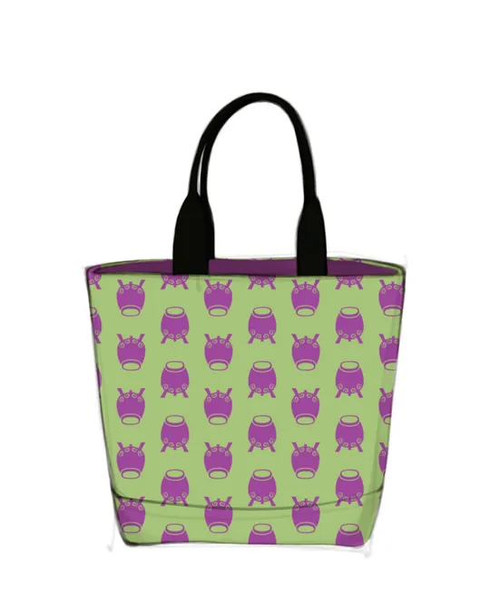 Mono Witches Cauldron Ghoulish Purple and Green Tote Bag