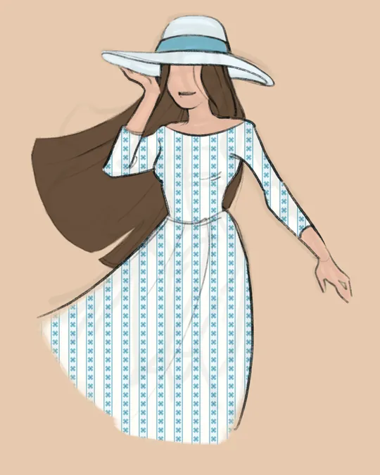 French Ticking Stripes Blue Dress