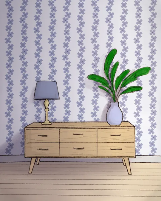 Periwinkle Flowers Living Room