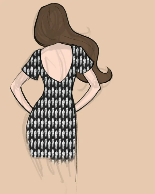Eucalyptus Silhouette Onyx Black Cocktail Dress