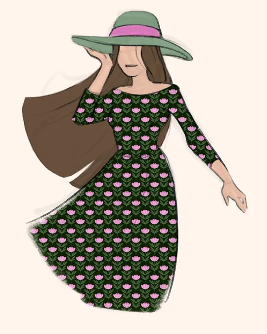 Perfect Peonies Dress in Pink and Dark Sage Green