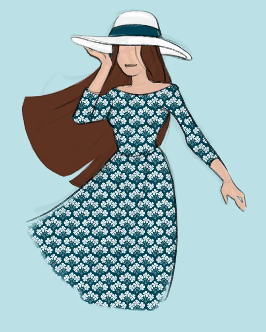 White and Blue Flower Dress