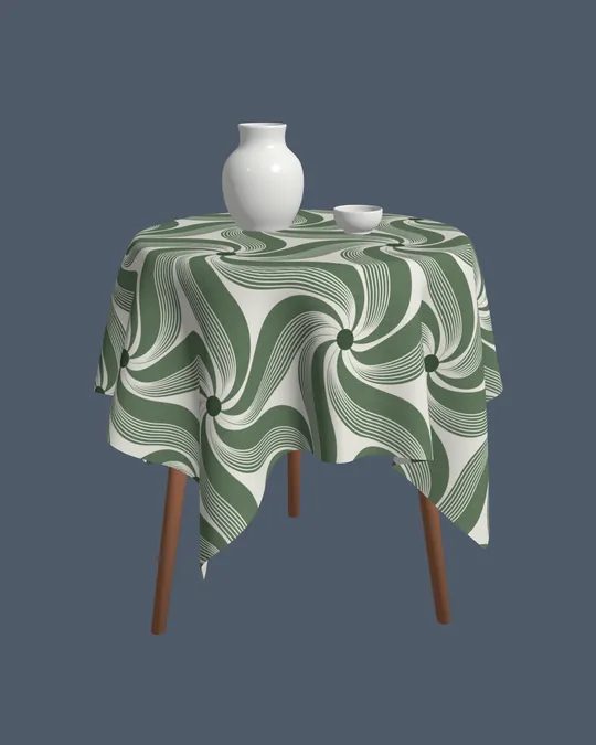 Sage Green Tablecloth with Etoile de Jouy Flower Stars
