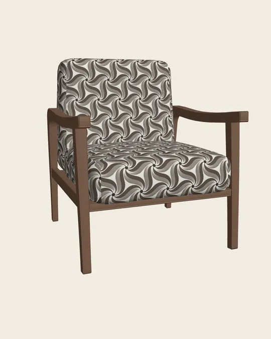Etoile de Jouy armchair in dark oak and black olive