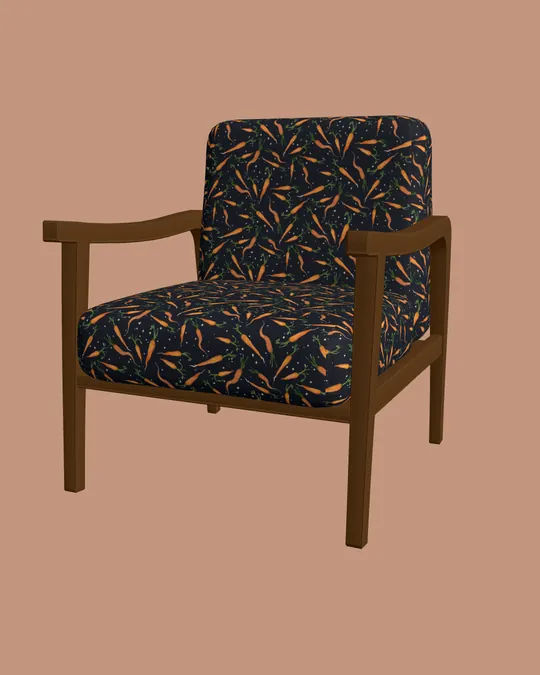 3D Wooden Armchair with Dark gunmetal