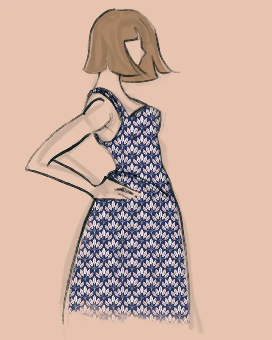 Blush Pink and Indigo Blue Dress