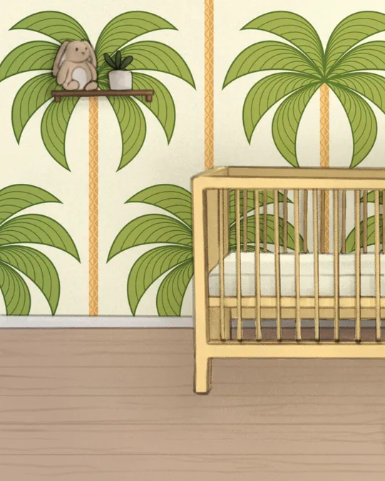 Tropical Nursery Room with Tall Palm Trees