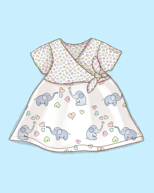 Adorable Elephants and Hearts Gondola Dress for Young Girls
