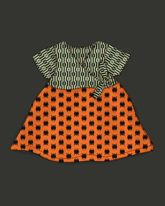 Witchy Ogee Stripes and Cauldrons Gondola Dress