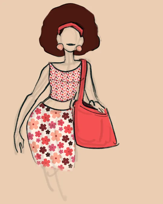 Retro Peachy Coral Orange Skirt and Top