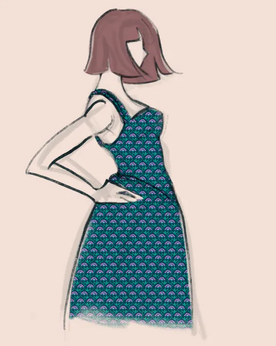 Dark Teal Mint Green Light Pink Wildflower Dress