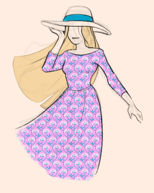 Pink, Blue and White Coastal Rockflowers Dress