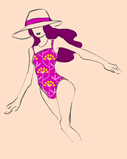 Vibrant Magenta and Sunny Yellow One Piece Swimsuit