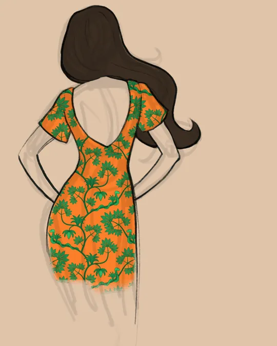 Rainforest Orange and Green Silk Dress