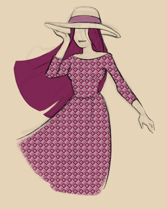 Squared Swirl Matrix Fabric in Magenta