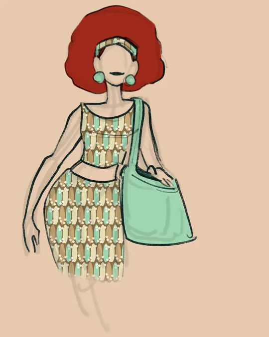 Pastel Petals Geometry Fabric in Dull Gold