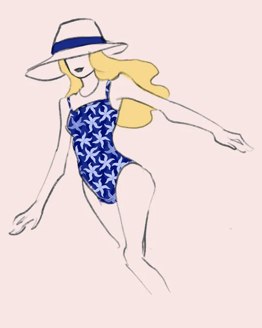 Ikat Blue Dancing Starfish Swimsuit