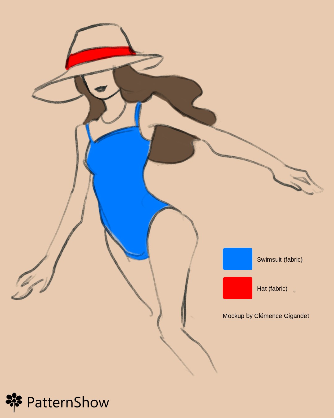 Woman in Swimsuit and Hat