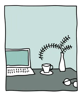 Home Office Desk with Laptop and Cup