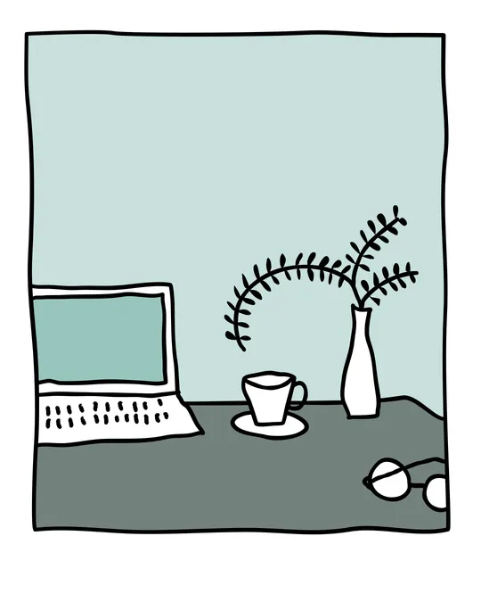 Home Office Desk with Laptop and Cup