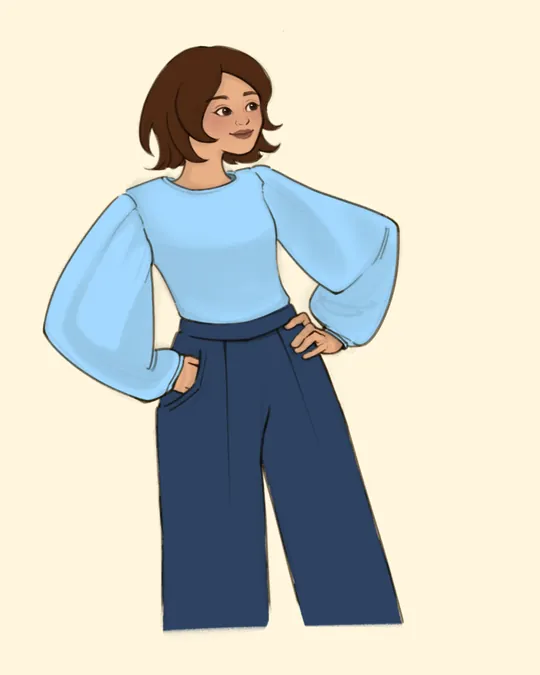 Adam Top with Puff Sleeves