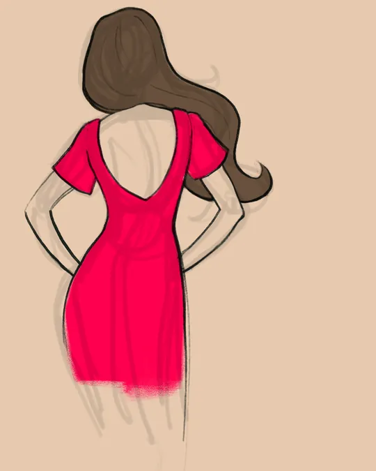 Woman with a Cocktail Dress, Back View