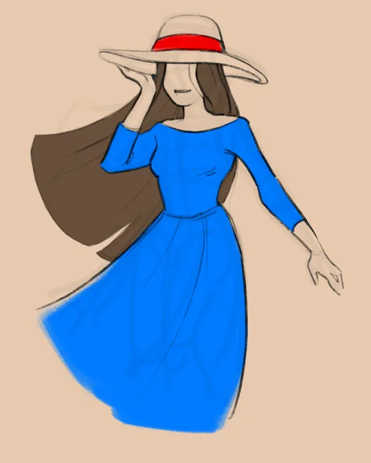 Woman in Dress and Hat