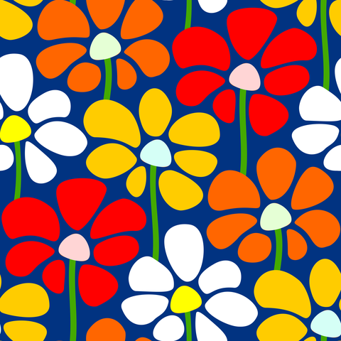 Red Orange Yellow White on Blue