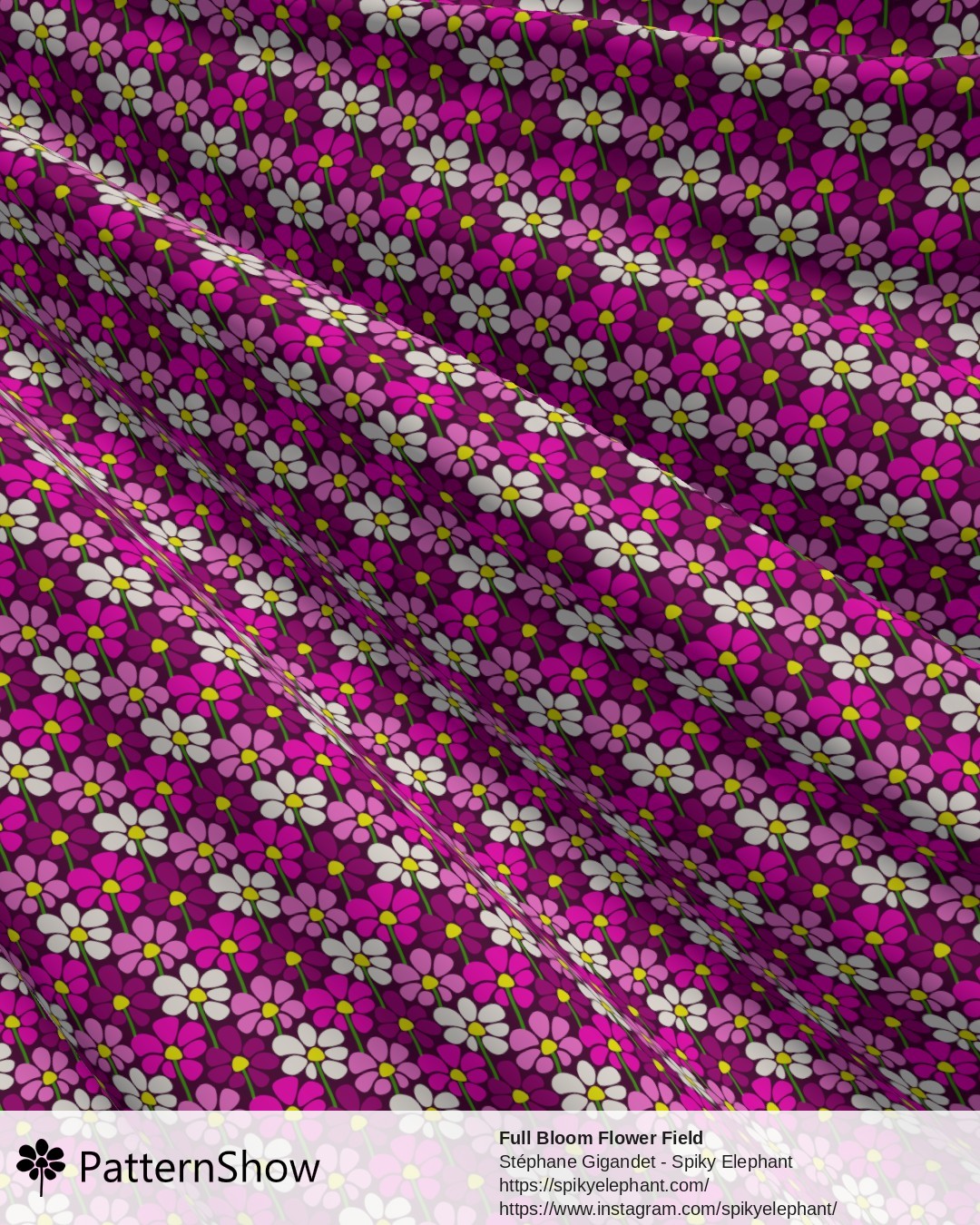 Full Bloom Flower Field - Purple Pink White on Deep Purple
