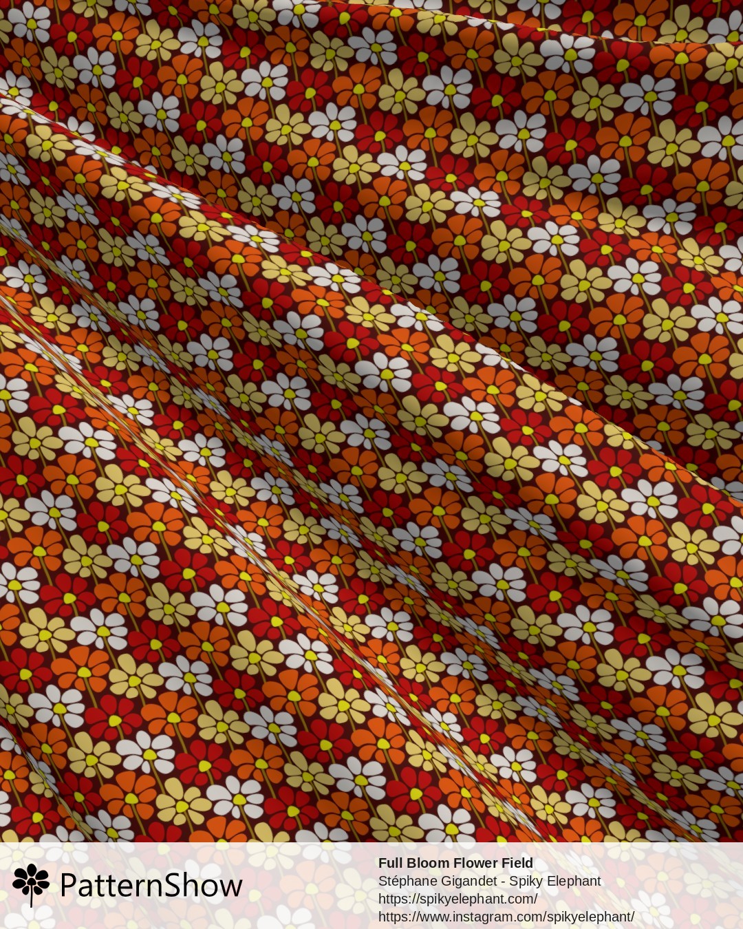 Full Bloom Flower Field - Fall Red Orange Yellow White on Brown
