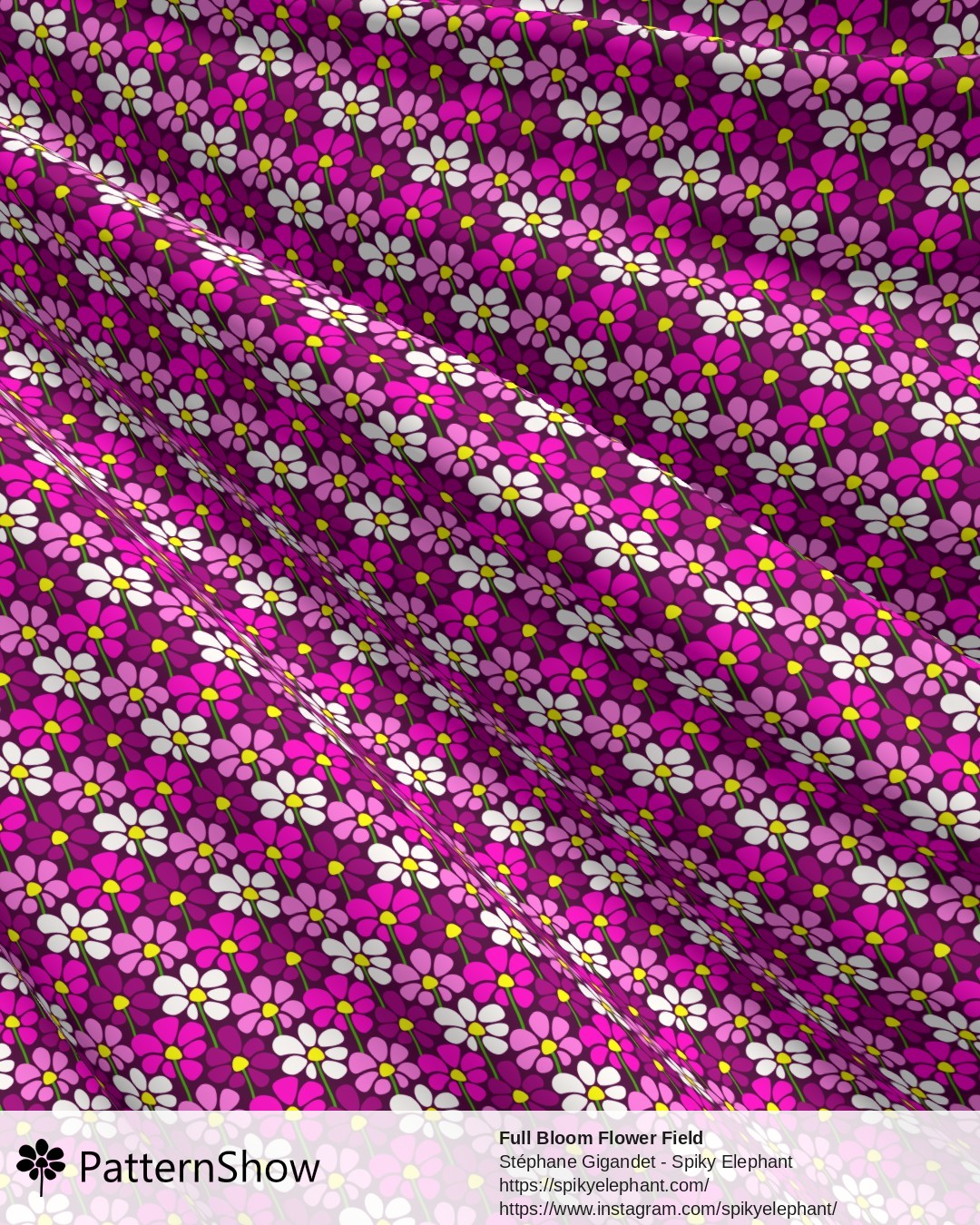Full Bloom Flower Field - Purple Pink White on Deep Purple