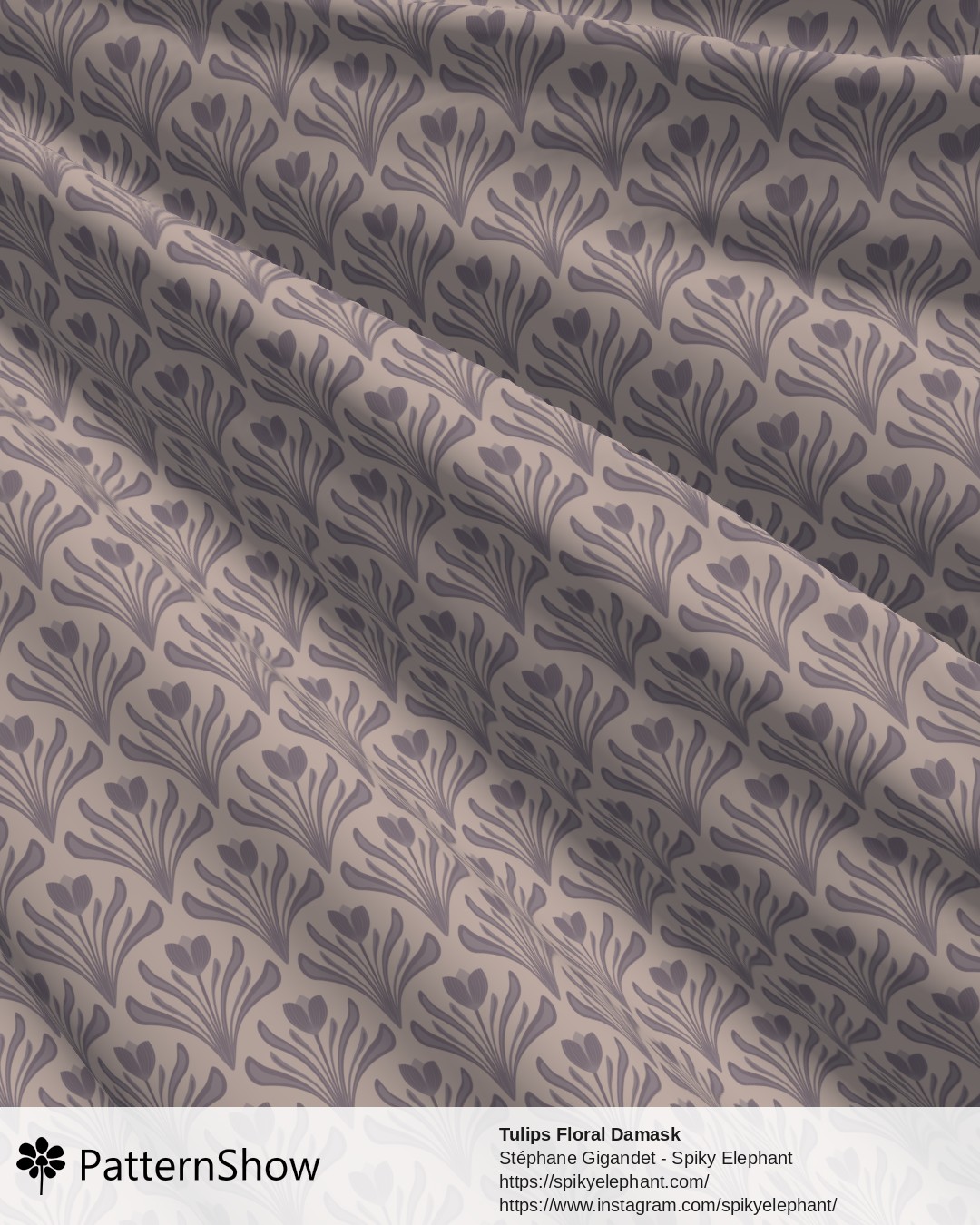 Tulips Floral Damask - Faded Purple Lilac Lavender Blush
