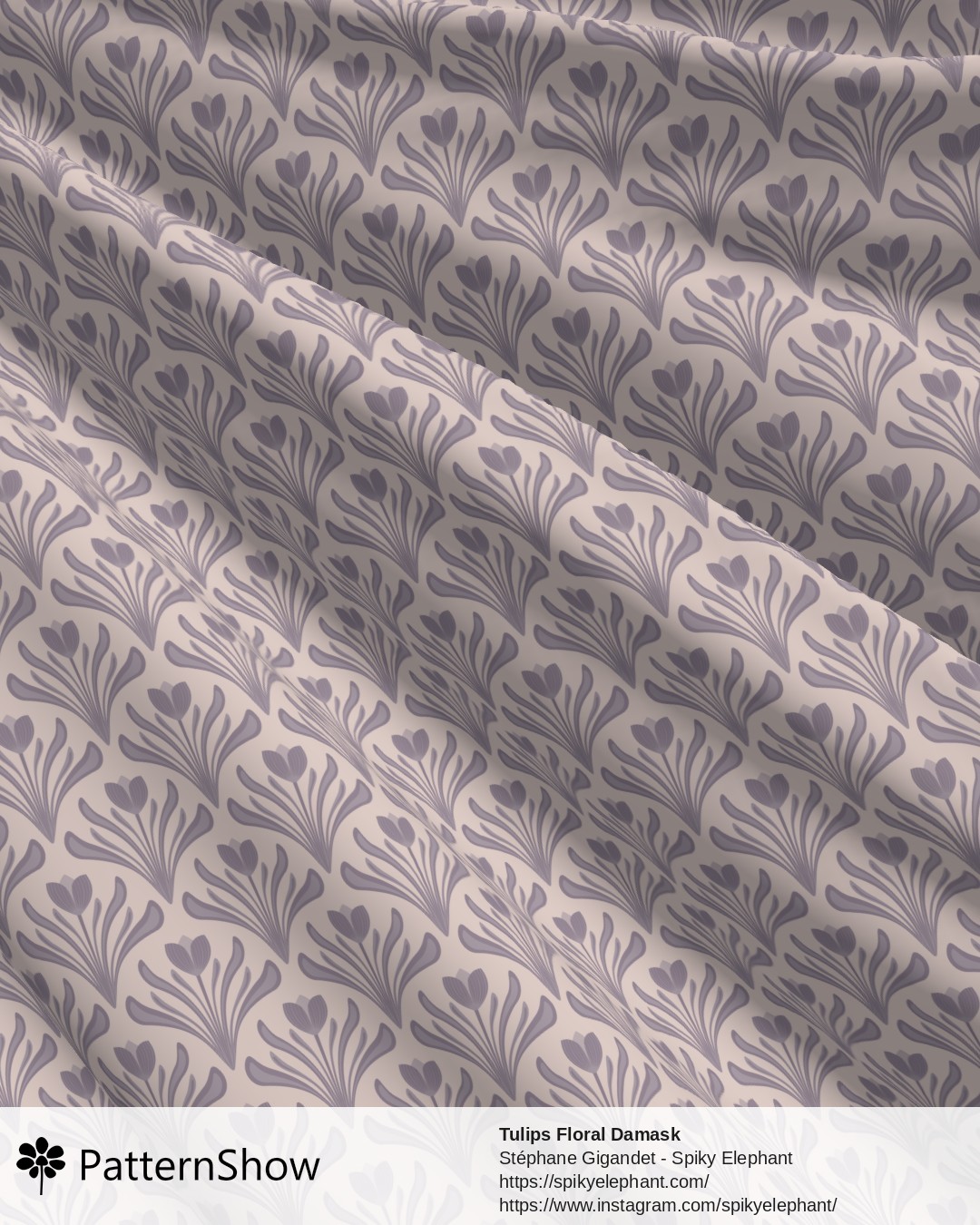 Tulips Floral Damask - Faded Purple Lilac Lavender Blush