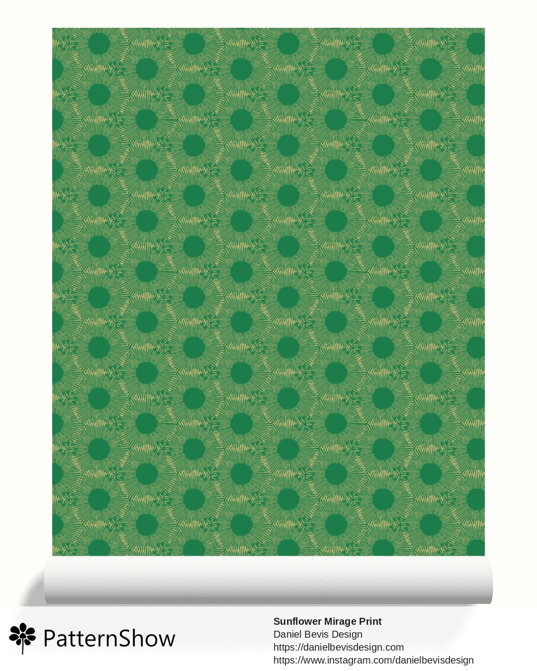 Sunflower Mirage Print wallpaper - Emerald Green and Gold