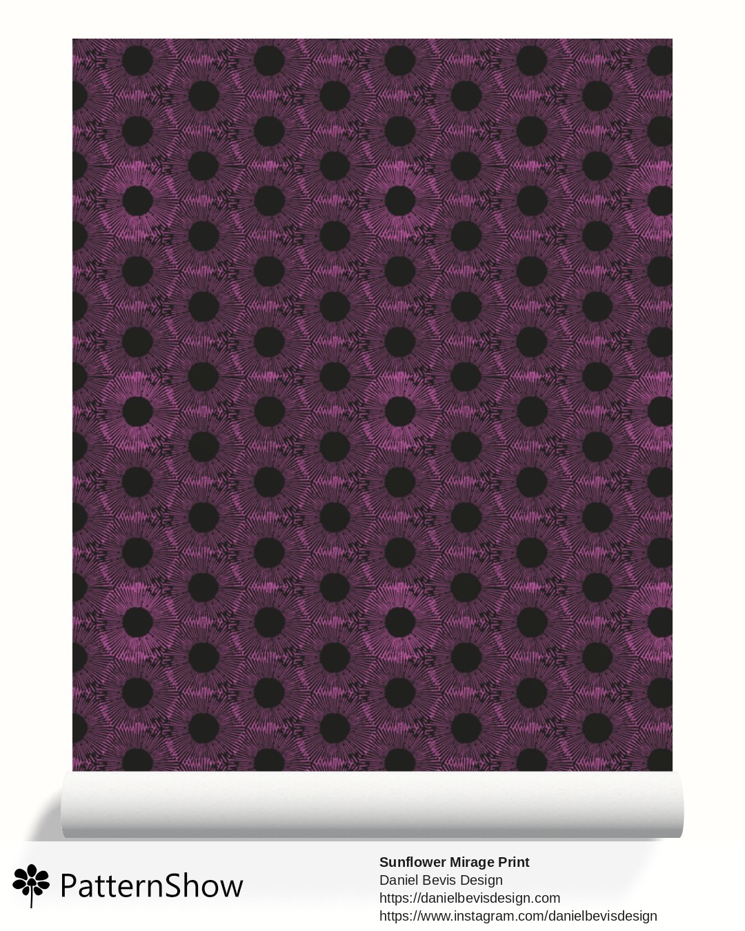 Sunflower Mirage Print wallpaper - Neon Purple and Black