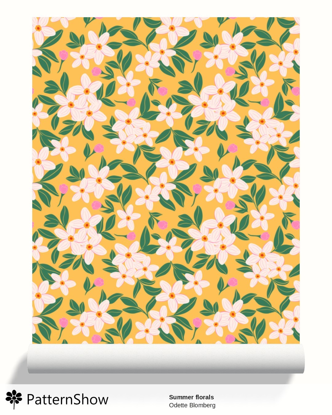 Summer florals wallpaper - Yellow