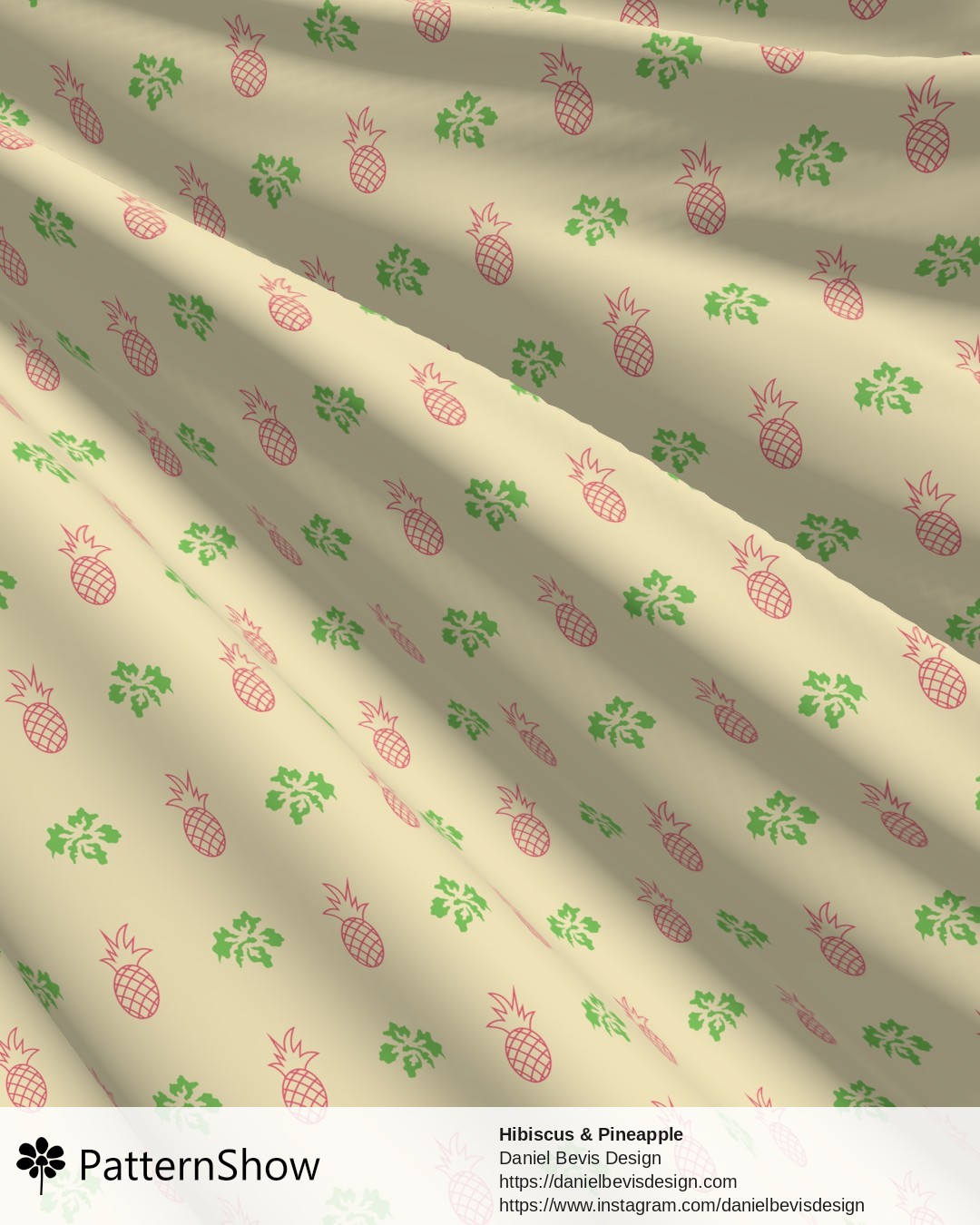 Hibiscus & Pineapple - Blossom Pink, Grass Green & Cream