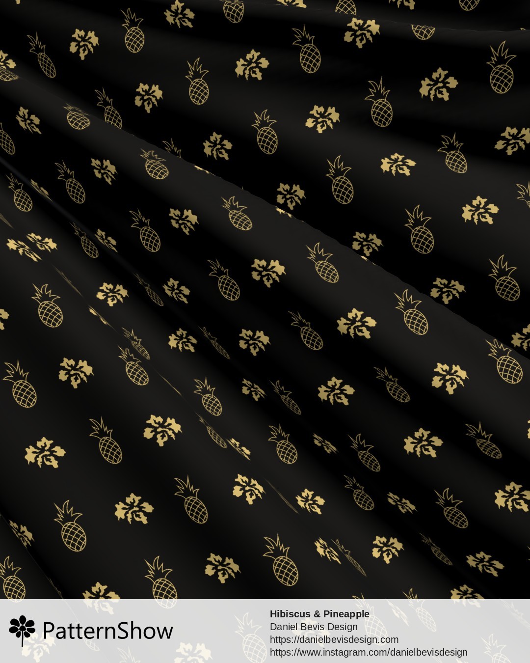 Hibiscus & Pineapple - Black and Gold