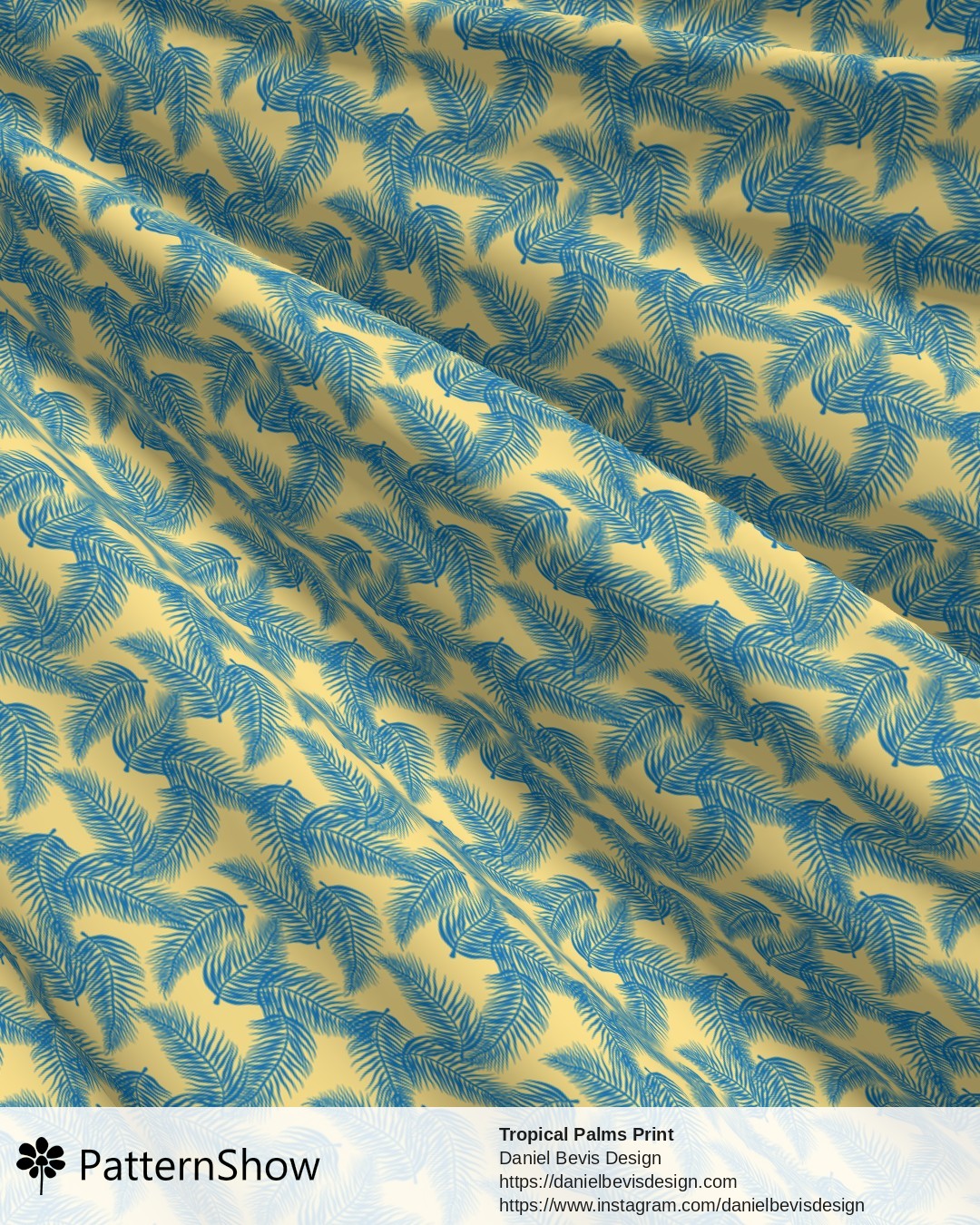 Tropical Palms Print - Royal Blue and Yellow