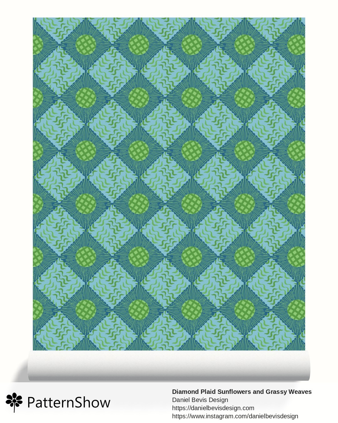 Diamond Plaid Sunflowers and Grassy Weaves wallpaper - Pond Life