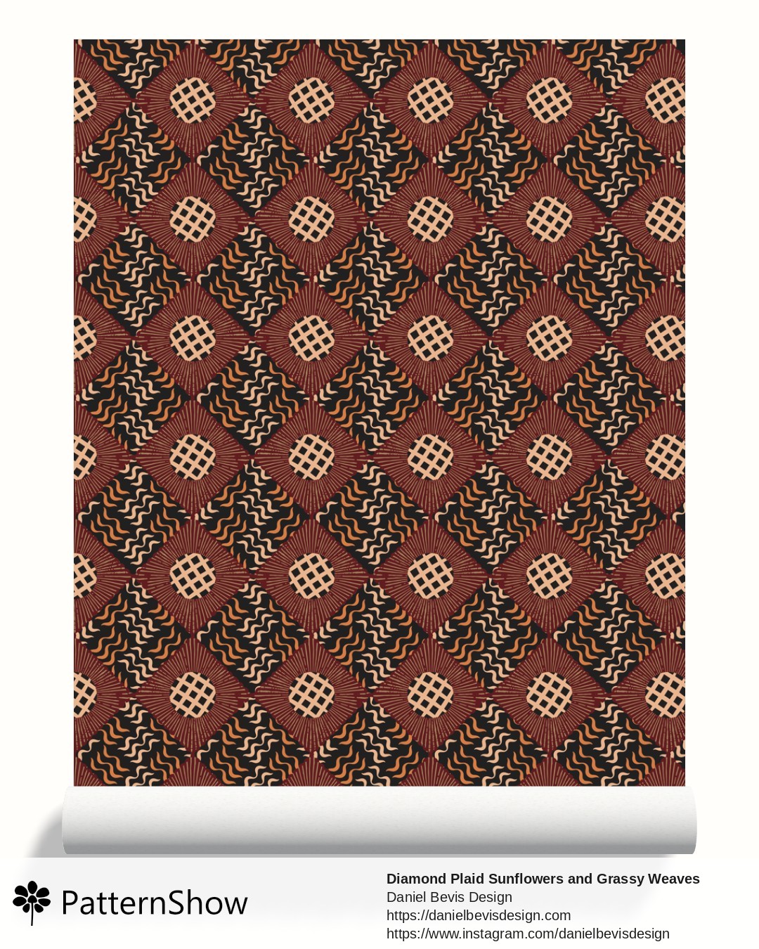 Diamond Plaid Sunflowers and Grassy Weaves wallpaper - Fiery Draconic Heraldry 