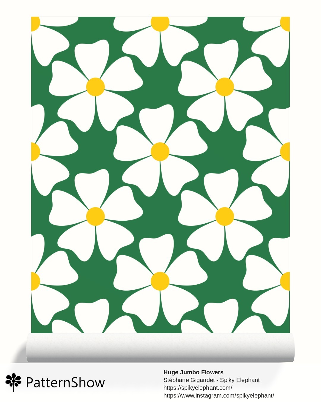 Huge Jumbo Flowers wallpaper - Green
