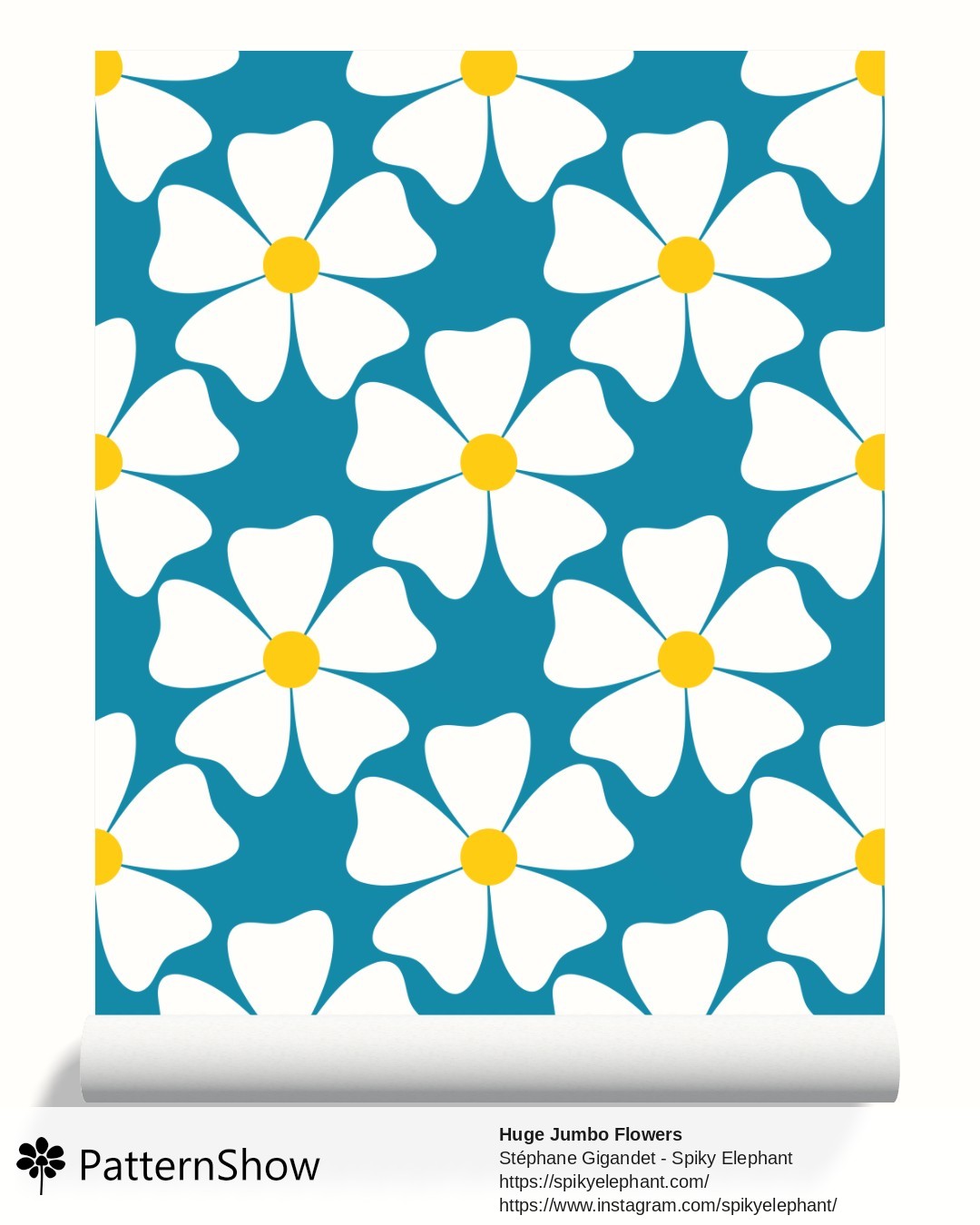 Huge Jumbo Flowers wallpaper - Blue