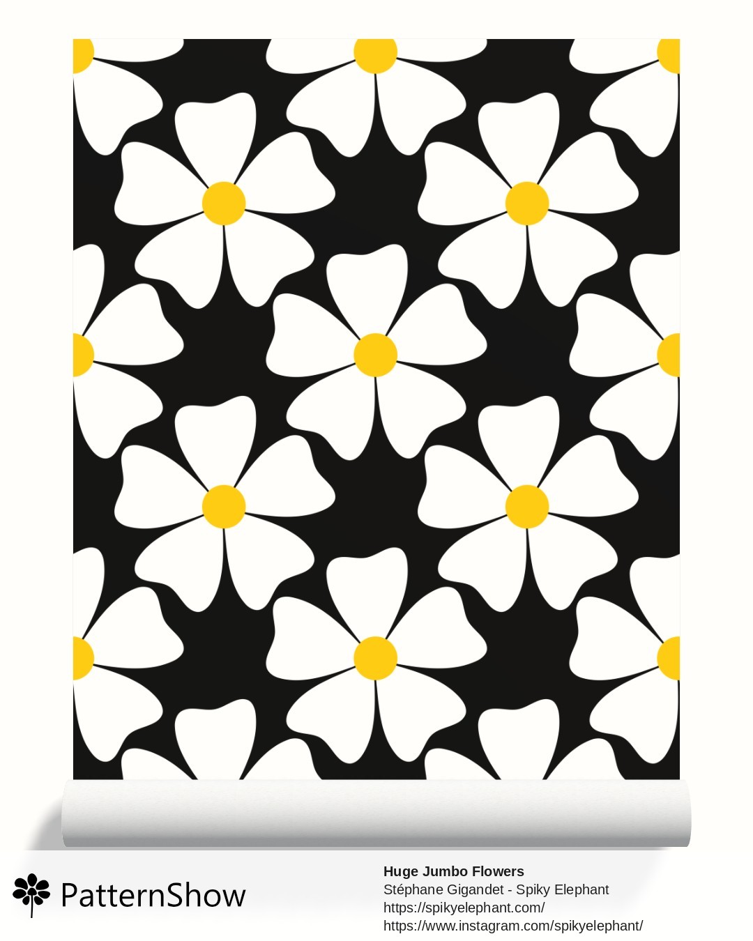Huge Jumbo Flowers wallpaper - Black