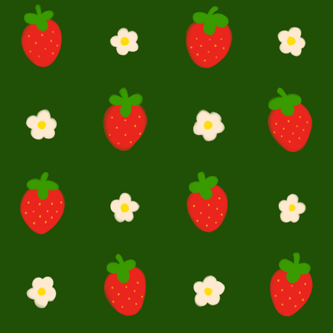 Strawberry Red on Green