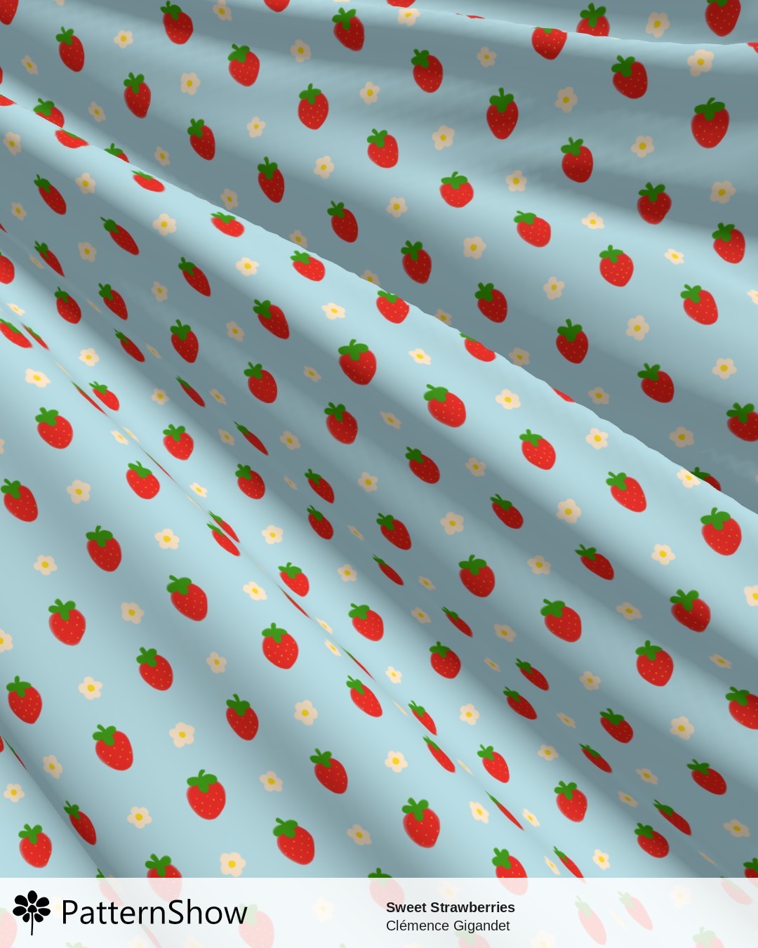 Sweet Strawberries - Strawberry Red on Blue