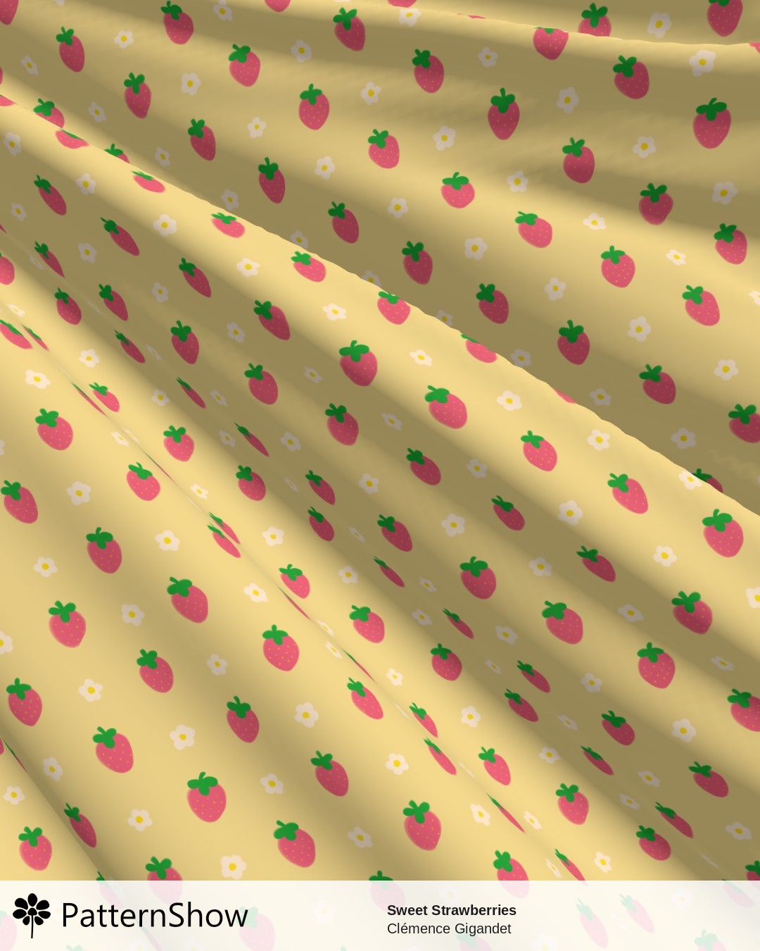 Sweet Strawberries - Strawberry Pink on Yellow