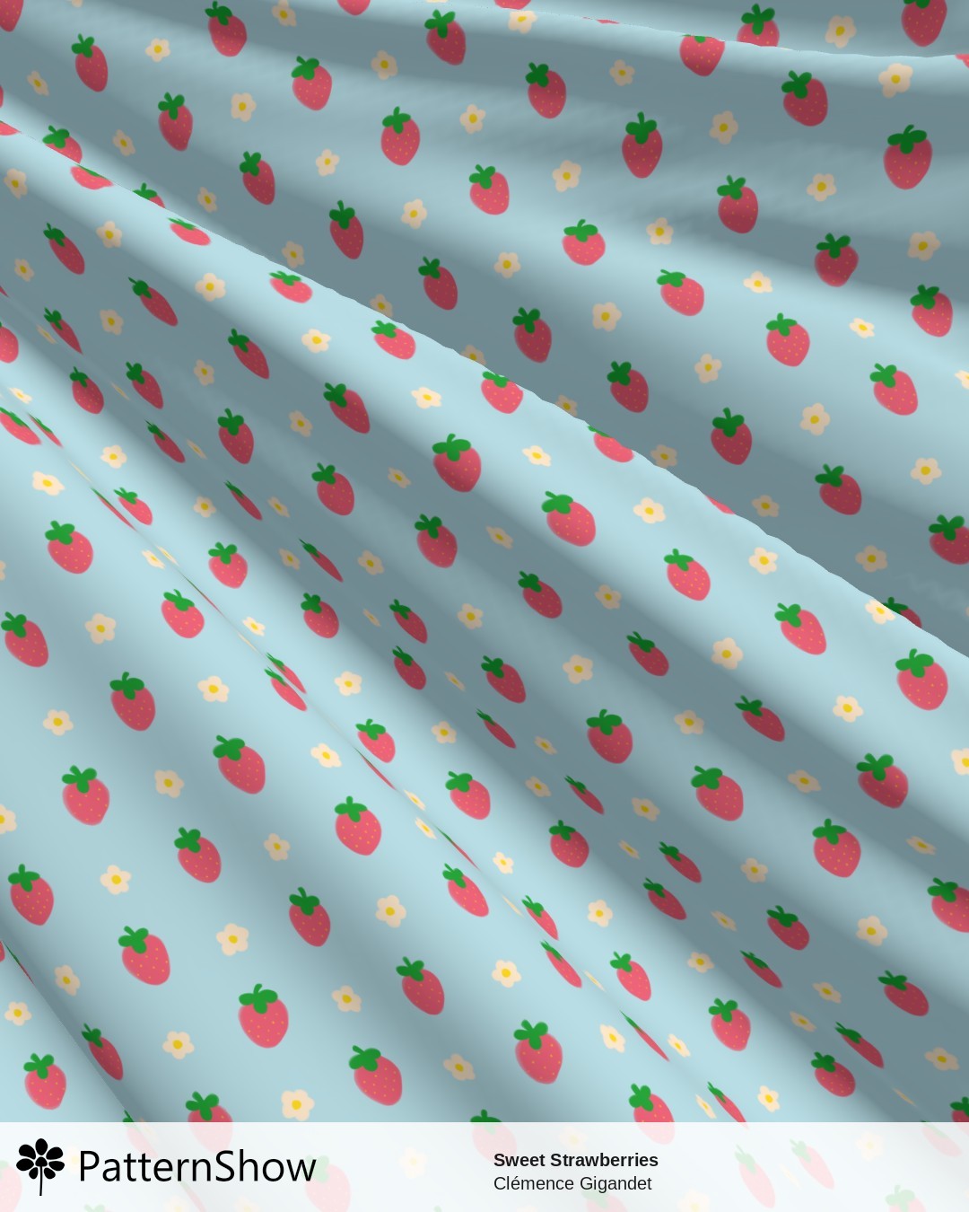Sweet Strawberries - Strawberry Pink on Blue