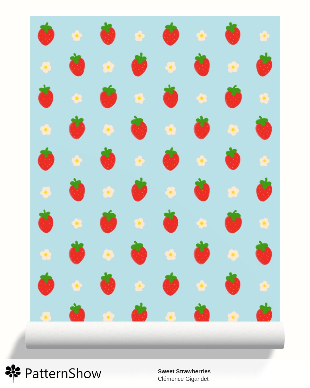 Sweet Strawberries wallpaper - Strawberry Red on Blue